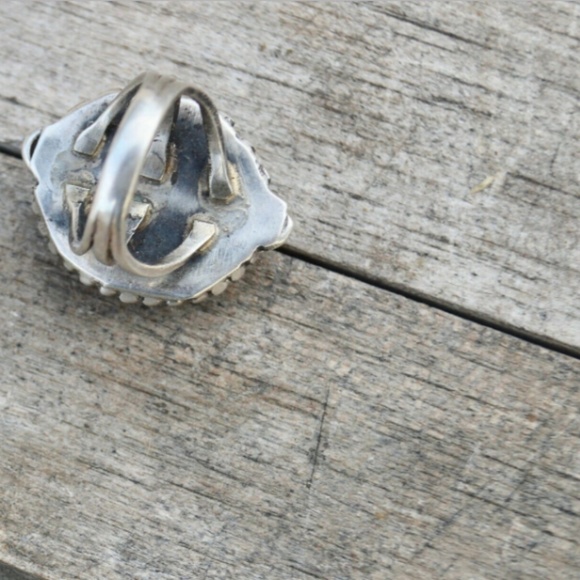 Old Blue Lander Dead Pawn Sterling Silver Ring 925 - Picture 4 of 7